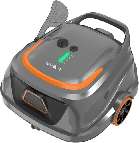 WYBOT (2025 Upgrade) A1 Poolroboter, Laufzeit bis zu 120 Minuten, Pool Roboter Kabellos mit Doppelfilter und Poolroboter Akku, Poolroboter für Aufstellpool bis zu 100㎡(Dunkelgrau Orange)