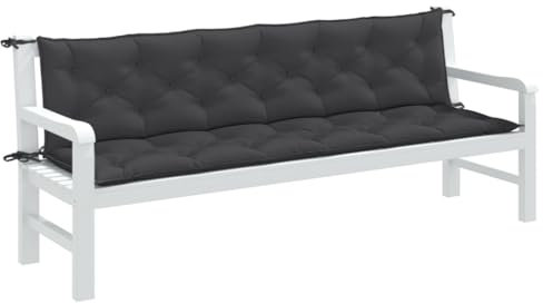 JUDYY Gartenbank-Auflagen 2 STK. Melange Anthrazit 200x50x7 cm Stoff, Terrassenmöbel, Wetterfeste Bank, Outdoor Bank, Parkbank, Garten Banken, Deko Bank, Gartenmöbel - 4002629