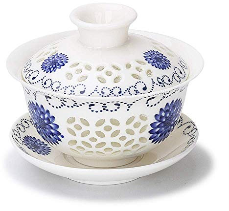 Gaiwan, Set da tè Gaiwan Tradizionale con Coperchio, Tazza da tè Gaiwan in Ceramica, Gaiwan Cinese Tradizionale, Tazza da tè Gaiwan in Ceramica Jingdezhen Zuppiera da tè fatta a mano Ciotola da tè Acc