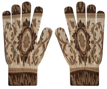 MLSOWM Gestrickte Handschuhe Fahrradhandschuhe Touchscreen Handschuhe Braune Vintage-Textur Anti-Rutsch Winddicht Handschuhe für Autofahren Radfahren Skifahren Arbeiten Outdoor