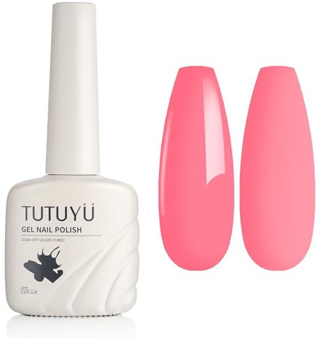 TUTUYU Pastel Hot Pink Gel Nail Polish, Macaron Bright Hot Pink Gel Polish for Nail Art Starter or Manicure Salon, 0.41 Fl Oz