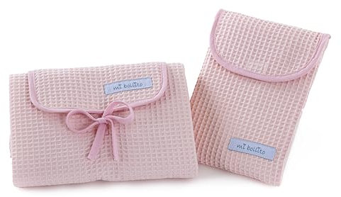 Mi bollito – Set di 2 pezzi, fasciatoio impermeabile e borsa per pannolini per pannolini e salviette. Prodotto interamente in Spagna. (Rosa chiaro)