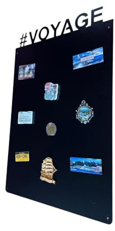 STALFORM Metal Tableau Magnétique Mural Noir VOYAGE 75x49 cm, Plaque Aimanté, Acier Inoxydable, Cuisine, Bureau, Chambre D'enfant, pour Lettres Magnétiques, Chiffres, Notes, Photos