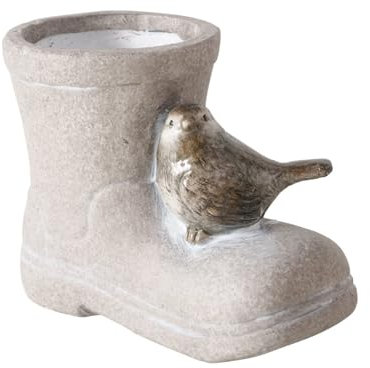 Blumentopf Übertopf Paulona - Vogel - Steifel Pflanztopf Blumenkübel Pflanzgefäß Terrakotta Keramik Balkon Terasse Garten Outdoor Dekoration Stiefel-Form 14,2 x 7,8 x 10,3 cm