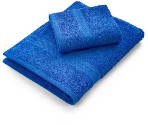 Bassetti Dream - Set Gesichtsbadetücher und Bidet Paar Badetücher mit Gästehandtuch 430 g/m² | 60x110 cm + 40x60 cm | (BLU)