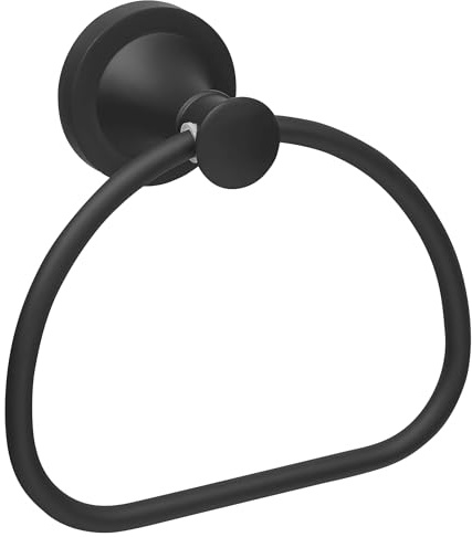BRASEEY Black Bathroom Hand Towel Holder, Matte Black Towel Ring Holder, Wall Mounted Towel Rack Hanger Home Half Round Bathroom Hardware Accessory Modern