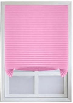 LNNXSZ Plissee Ohne Bohren Weiße Jalousie for Fenster, Temporärer Fensterrollo, Lichtfilternder Plissee-Stoffschirm, Selbstklebende Jalousien Zur Raumverdunkelung(Blind Shade Pink,60cm W x 150cm L)