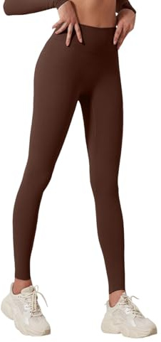 Generisch Kunstleder Leggings Damen für Damen, bequem und dehnbar, in vielseitigen Größen und Farben Thermoleggings Damen Winter Schwangerschaft (Coffee, S)