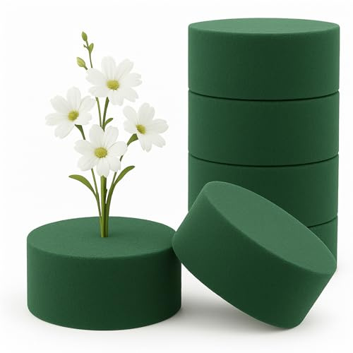 Minfuerang 6 Pezzi Schiuma Floreale 8x4 cm, Cilindro in Spugna Floreale, Spugna per Fiori Verde per Fiori Secchi e Freschi, per Feste, Casa, Matrimoni, Compleanni (6)