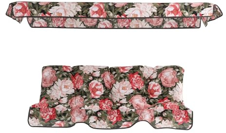 PATIO Hollywoodschaukel Auflage mit Dach 135 cm Tora 3-TLG. Sitzpolster und Rückenlehne gesteppt Sonnenschutz Blumenmuster