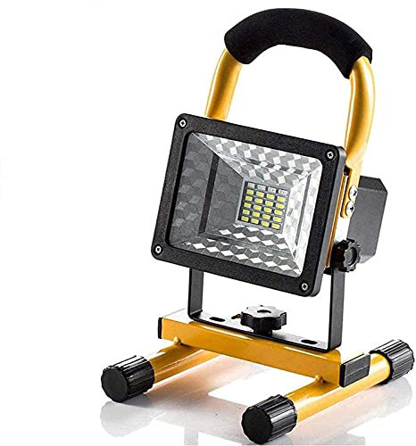 Projecteur portable rechargeable, lampe de travail LED 15 W avec support magnétique, projecteurs d'extérieur étanches IP65, lampe de camping de sécurité sans fil avec 2 ports USB et fonction d'urgenc
