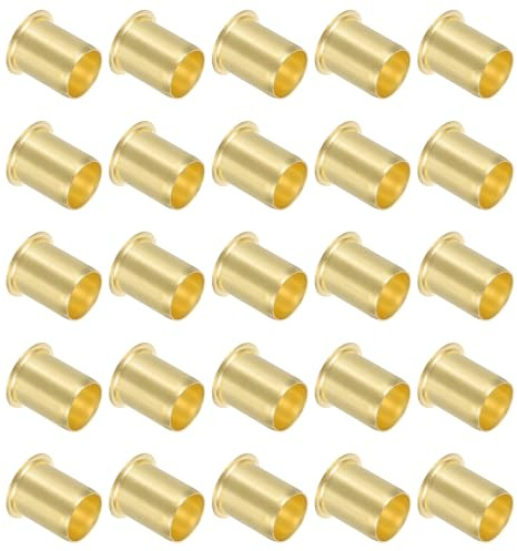 PATIKIL Brass Compression Insert, 25 Pcs 15mm OD x 12mm ID Tube Insert Tube Support Compression Fitting Assortment Kit for Water Oil Air Pipe