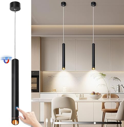DTSDWA Hängelampe mit Batterie 6000 mAh Pendelleuchte Akku Lampen Ohne Strom Höhenverstellbar Magnetische Dimmbar Hängeleuchte Zylinder Pendelleuchte für Küchenlampe Schlafzimmer Wohnzimmer