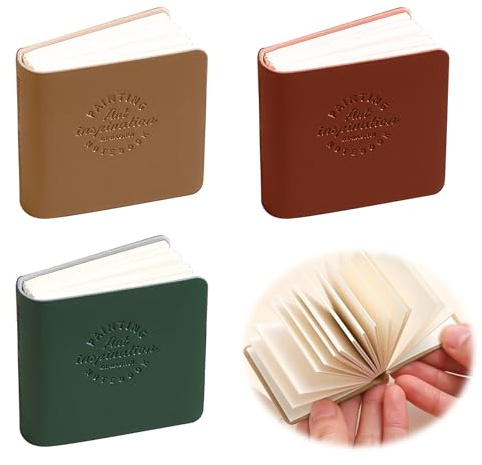 Mini Travel Watercolour Sketchbook, 3 Pcs Pocket Watercolor Book 5x5 cm Travel Watercolor Sketch Pad Set Small Notebooks Pocket Size Sketchbook Portable Journal Sketch Book for Travel Art and Practice