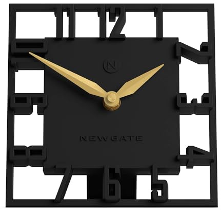 NEWGATE® Highline Reloj de repisa | Reloj Esqueleto Cuadrado | Negro | Estilo Moderno de diseñador para Escritorio, Mesa, repisa, Estante o mesita de Noche | para Cocina, Sala de Estar, Oficina