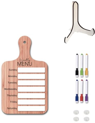 YEHEI Fridge Meal Planner, Weekly Meal Prep Board - Magnetic Wooden Weekly Fridge Planner Planning Board for Kitchen Fridge Easy to Use