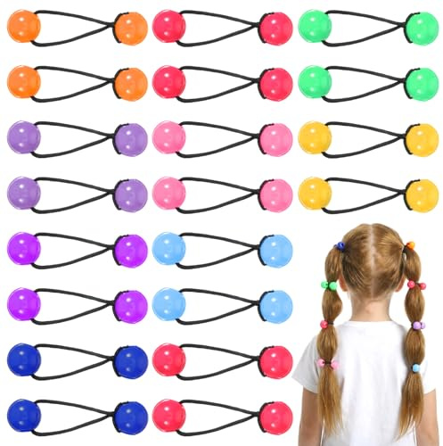 20 Pcs Double Balls Hair Tie, 18mm Bubble Ponytail Elastics, Colorful Hair Ties with Balls for Girls Ball Hairs Ties Elastic Twin Bead Ponytail Holders Gifts for Girls Kids Baby Toddler Children