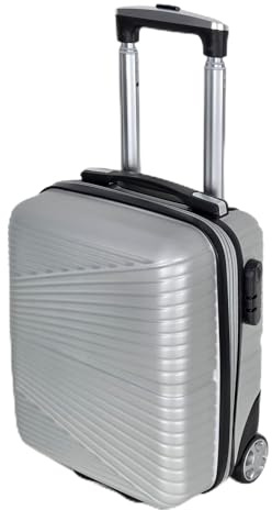 Valigetta Bagaglio a Mano 40x30x20 cm Uomo Donna Ragazzo Ragazza Bambini Rigido 2 Ruote Maniglia Telescopica Valigia Compatta Piccola da Cabina Ryanair EasyJet Multicolore Offerta Mod:1203 (Argento)