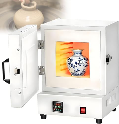 GLBMXDD Four électrique de Table Compact de 2000 W, température maximale de 1150 °C pour la Fabrication de Bijoux, la Fonte de métaux, l'émaillage de poterie et Les projets de Bricolage.