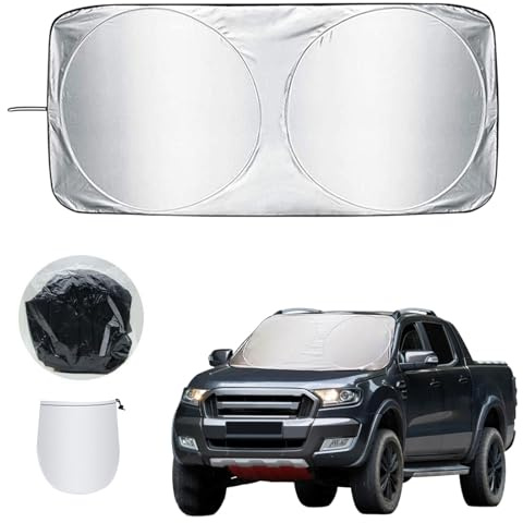 Sonnenschutz Auto Frontscheibe,150×85cm, Auto Sonnenschutz Frontscheibe Innen, Frontscheibenabdeckung, Sonnenblende Vorne, Windschutzscheibe für Sommer Selbsthaftend UV Hitzeschutz Plane Faltbar