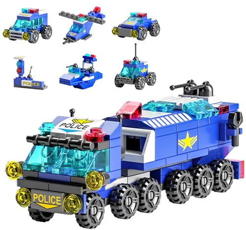 Vilbocr Einsatzfahrzeuge Bausteine Set, Polizeiauto | Feuerwehrauto, Krankenwagen, Tank, Rettungshubschrauber & Baufahrzeuge, STEM-Spielzeug, Für Kinder ab 6 Jahren