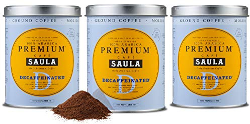 Café Saula, Pack de 3 boîtes de 250 gr. Café Premium moulu décaféiné, 100% Arabica.