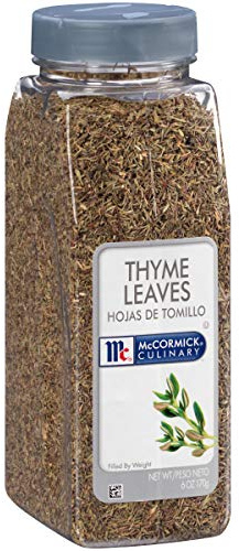 McCormick Culinary Thyme Leaves, 6 oz - One 6 Ounce Container of Dried Thyme Leaves, Perfect for Soups, Meat and Seafood Entrees