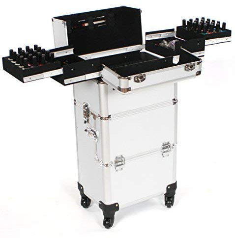 Urbanity Professional Large Aluminium Beauty Makeup Trolley Case Silver