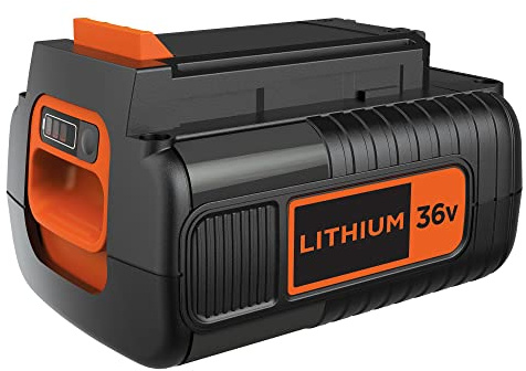 Black+Decker 36V 2.0 Ah Li-Ion Slidepack Akku passend für alle Black+Decker 36V-Gartengeräte BL2036 mit Ladezustandsanzeige