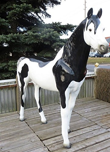 XXL Pferd schwarz-Weiss Deluxe Gartendeko~220cm~LEBENSGROSS~Gartendekoration~Garten DEKO Figur~Tier SKULPTUR~IN LEBENSGRÖSSE