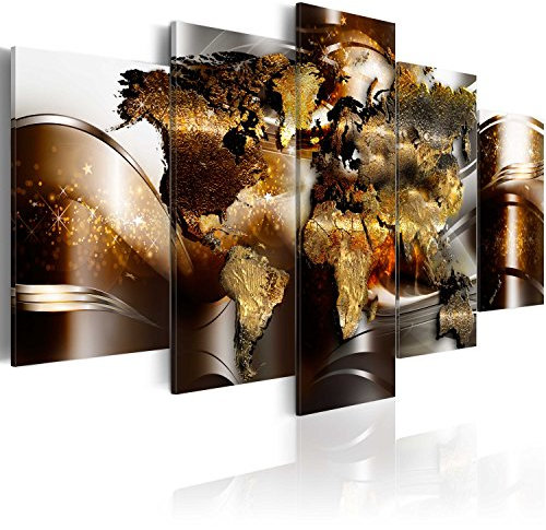B&D XXL Acrylglasbild Abstrakt 100x50 cm 5 Teilig Wandbild auf Acryl Glasbilder Kunstdruck Moderne Acrylglas Platte Wanddekoration Geschenke Heimdekoration Glasbild Weltkarte Reise Kontinente Sterne