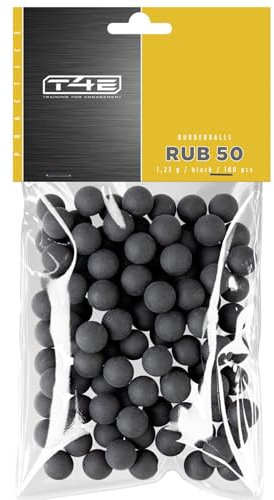 T4E Paintball Kugeln RUB 50, Munition Kaliber 0,50 100 Stück, Rubberballs, schwarz
