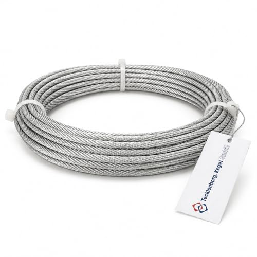 Edelstahlseil 4mm Ø | 50m Nutzlänge | V4A | Drahtseil 7x7 | mittelweich | AISI 316 | rostfrei | mittlere Dehnung - Tecklenborg, Kegel GmbH
