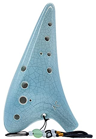 zetong Legend of Zelda ocarina Do alto de 12 agujeros, diseño de patrón agrietado, con libro de texto y bolsa protectora, perfecta para principiantes y actuaciones profesionales (cian agrietado)