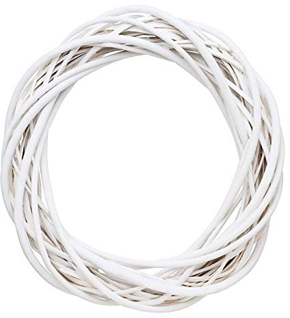 Coronas de primavera, Corona de mimbre Decoración de coronas artificiales blancas,Anillo de vid de ratán de Navidad Aro Floral Corona Natural Marco de 10 cm Adornos de Artesanía Accesorios