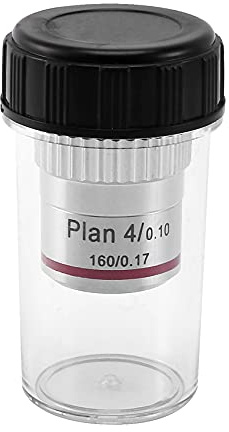Jufjsfy Mikroskop, 4 x Vergrößerung, Achromatisches Objektiv, Silber, Metall, LED, Biologisches Mikroskop