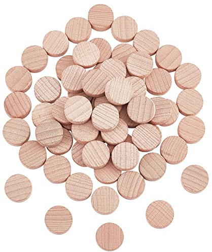 Nbeads 200 Stk. 1,5 cm Unbearbeitete Runde Holzteile, 5 mm Dicke Holzkreise Unbearbeitete Runde Holzscheiben Holzausschnitte Verzierungen für Basteln, Malen, Hochzeit, Weihnachten, Hausdekoration