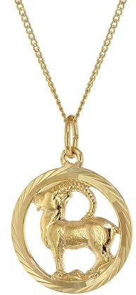 trendor Halskette mit Steinbock Sternzeichen 333 Gold Ø 16 mm 41980-01-40 40 cm