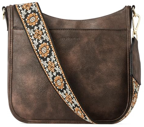 BOSTANTEN Handtasche Damen Mittelgroß Umhängetasche Leder für Frauen | Crossbody Bag mit Verstellbarem Breitem Farbigem Gurt, Tasche mit Vielen Fächern, Schultertasche für Alltag Unterwegs