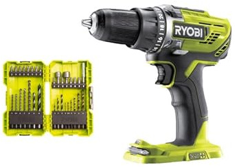 Pack RYOBI - Perceuse-visseuse R18DD3-0 - 18V One+ sans batterie ni chargeur - Coffret 32 accessoires mixte perçage - vissage - boulonnage RAK32DDMIX