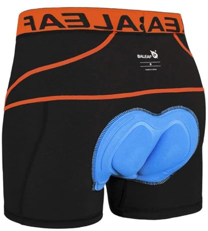 baleaf Pantalones de Ciclismo para Hombre Acolchados, Calzoncillos de Bicicleta Acolchados, Ropa de Ciclismo, naranja, XXL