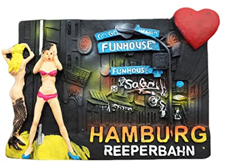 Reeperbahn Hamburg Deutschland Kühlschrankmagnet Reise Souvenir Kühlschrank Deko 3D Magnetaufkleber handbemalt Handwerk