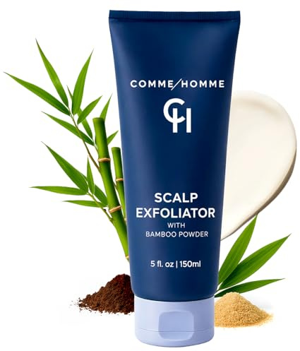 Comme Homme Scalp Exfoliator for Bald Men – Detoxifying Pre-Shave Scrub with Bamboo, Glycolic Acid, Aloe & Caffeine – Removes Dead Skin – Anti-Aging – 5 fl oz / 150 ml