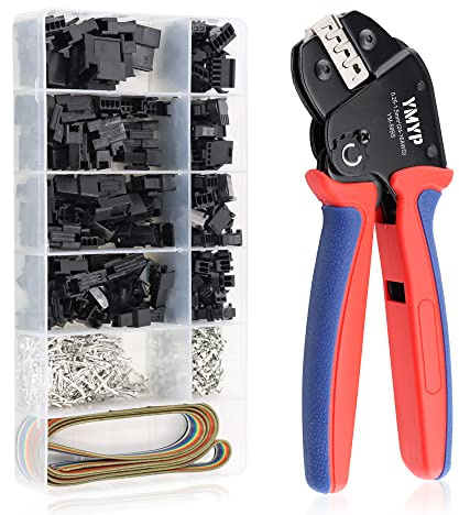 YMYP Crimpzange Stecker Set inkl 590 Teile JST-SM Kit - (0,25-1,5mm²) - Crimpzange für AMP-TE 2,8/4,0/4,8/6,3 JST-SM2,54/XH2,54/VH3,96 & Molex
