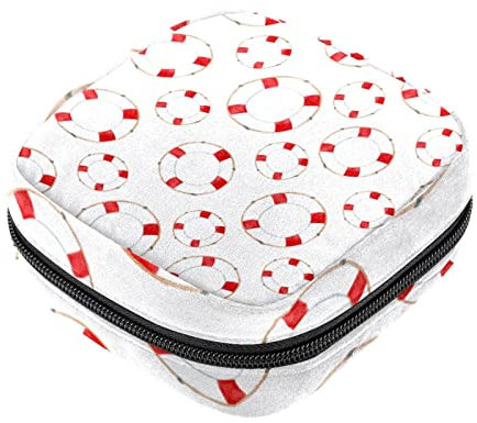Sanitary Napkin Storage Bag, Feminine Product Pouches Portable Period Kit Bag for Girls Women Ladies Red Lifebuoy