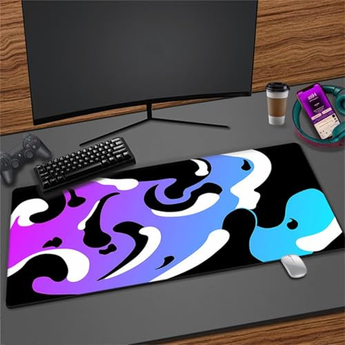 Noir Blanc Violet Tapis de Souris Grand, 1200x600mm XXL Gaming Mouse Pad, Tapis de Souris Caoutchouc Naturel Antidérapant, Mouse Mat d'Ordinateur Durable pour Souris Claviers Gamer Bureau