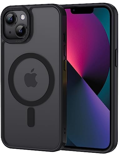XTCASE für iPhone 14 Plus Hülle Magnetisch kompatibel mit Magsafe, Matt Transluzente Handyhülle für iPhone 14 Plus Kratzfeste PC Rückseite + TPU Bumper - Schwarz