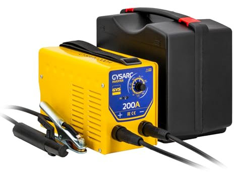 GYS, GYSARC 200, Poste à Souder à l'Électrode Enrobée 200A Monophasé 230V (MMA), Arc Force, Antisticking, Hot Start, Avec Valise, Porte-électrode, Câble de Masse