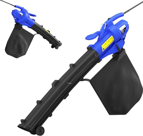 Electric Leaf Blower and Vacuum - 6 Speed Garden Vacuum with 10m Cable & 30L Collection Bag, Lightweight Leaf Blower for Garden, Yard and Lawn Cleaning & Snow Blowing