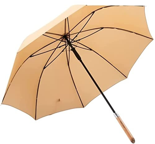Windsicher Regenschirm Golfschirm Winddichter Retro-robuster Stockschirm Mit Holzgriff Automatisches Offenes Dach Belüfteter Regenschirm Regenschirme Schirm Sturmfest ( Color : Khaki , Size : 96cm )